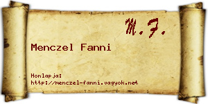 Menczel Fanni névjegykártya